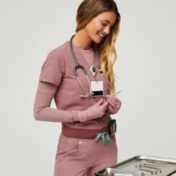 Limited Edition Figs Scrub Set Mineral Mauve Blue Drawstring - Picture 2 of 9